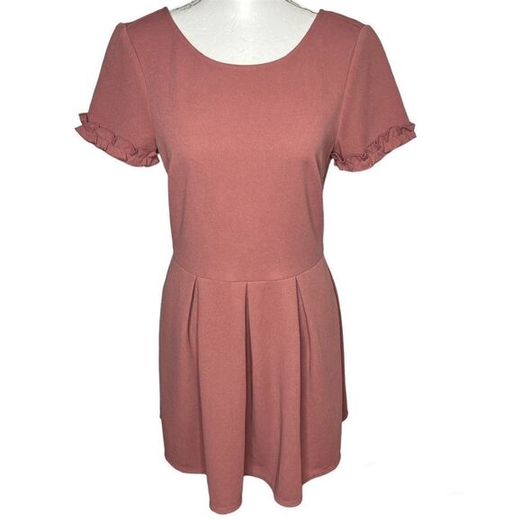 New! Speechless Fit and Flare Rose Pink Short Sleeve Short Dress Size Medium - Picture 1 of 10